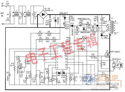  图2：NCL30001CVCC90W演示板初级侧原理图 