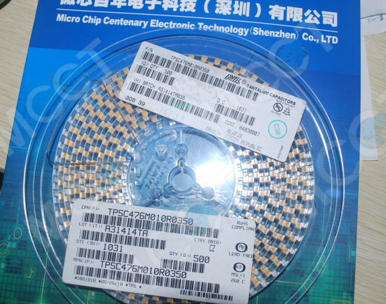 TPSC476M010R0350 CAP 47UF 4V 10V TANT SMD-6032-28 TR-7 LOWESR-350 产品图