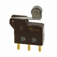 311SX64-H58 Switch Snap Action N.O./N.C. SPDT Roller Lever Turret 5A 115VAC 28VDC 0.66N Screw product photo