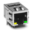 ST-J0003 10/100Base-TX RJ45  1X1 Tab-DOWN with LEDs  8-pin  integarted magnetics connector 产品图