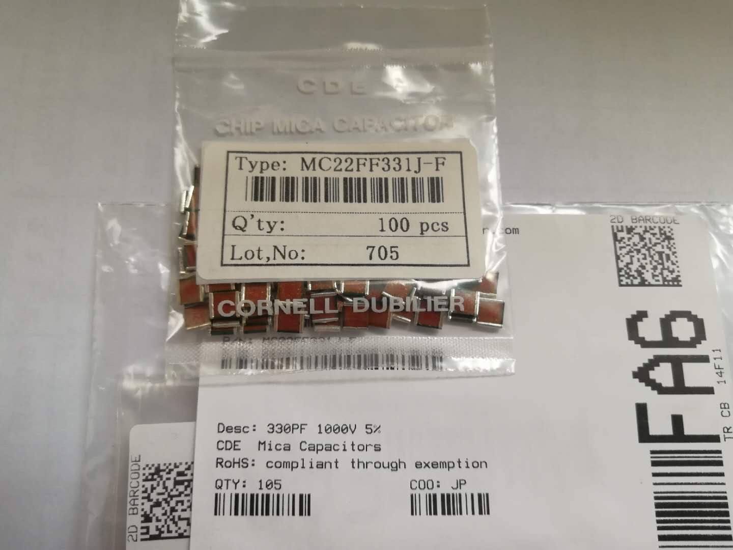 MC22FF681J-F CAP MICA 680PF 5% 1KV 2220 产品图