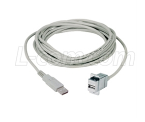ECF504-120AAS USB 2.0 特优型线缆组件, A 型母头面板安装耦合器 / A 型公头, 72in/ 1.8m, 浅灰 产品图