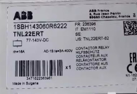 TNL22ERT ABB-CONTACTORS,OLS,MMPS - TRACTION AND RAIL, A LINE 产品图
