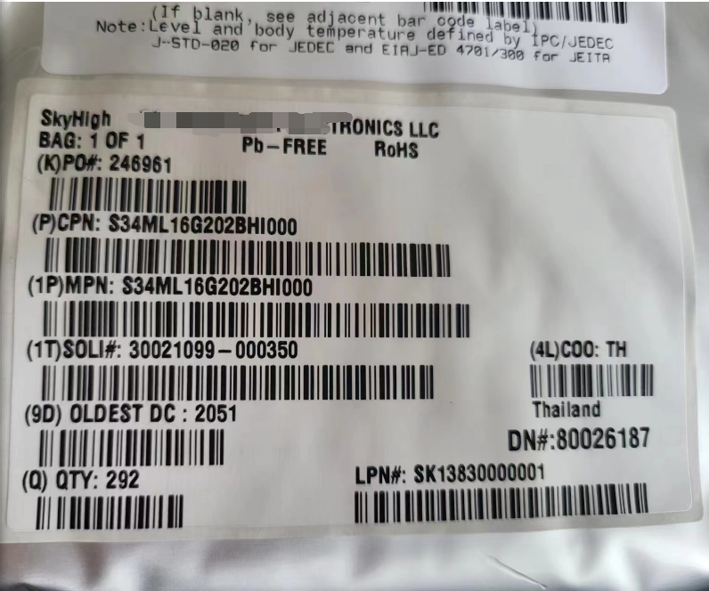 S34ML16G202BHI000 16 Gb, 3 V, 4-bit ECC, x8 I/O, SLC NAND  Flash Memory for Embedded 产品图