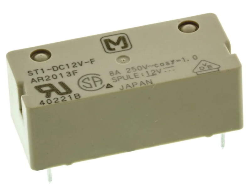 ST1-DC12V-F Power Relay 12VDC 5DC/8AAC SPST-NO/SPST-NC(31mm 14mm 11.3mm) THT product photo